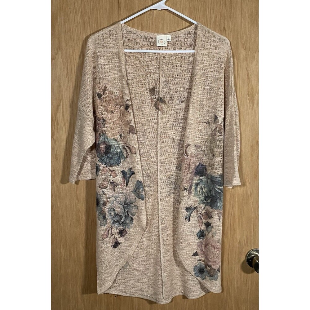 Women's Sm Open Knit Sheer Cardigan Duster CottageCore Boho Bloomcore Festival